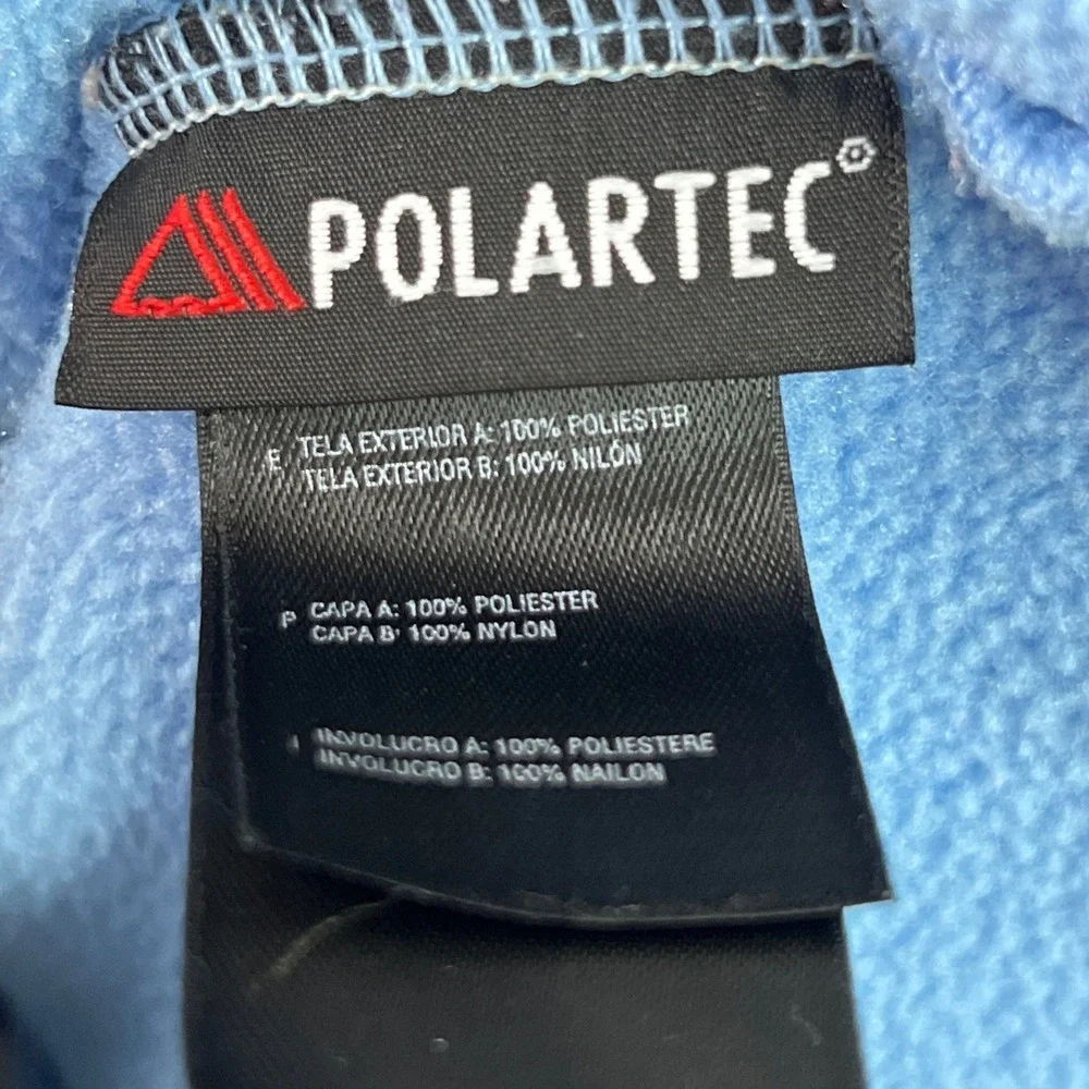 North Face Girls Blue Gray Polartec Full Zip Fleece Jacket Athletic Warm Kids XL